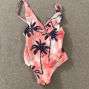 5/$15- Pink and Navy Palm Tree Swimsuit
